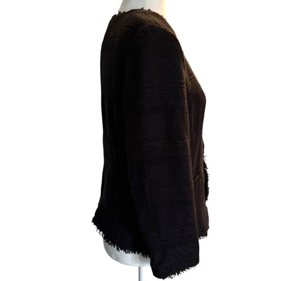 Banana Republic Black Raw Edge Open Front Professional Blazer Size 14 - Picture 4 of 11